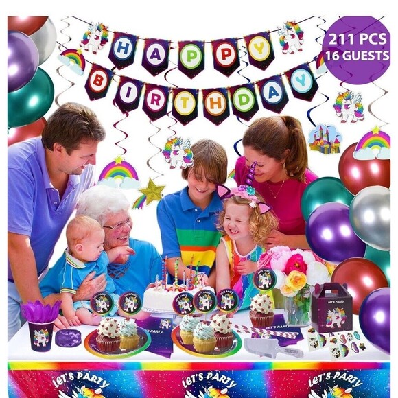 Serves 16- Unicorn Birthday Party Supplies - All in One Rainbow Unicorn - Picture 6 of 9